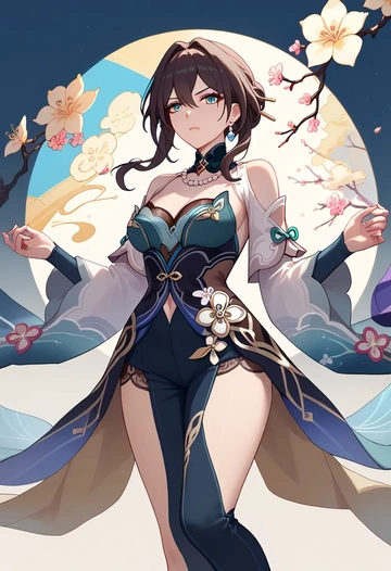 star rail,ruan mei,kimono,silk,wide-leg trousers  - AI generated anime art